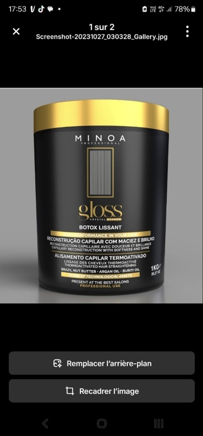 Botox minoa gloss 1 kilo neuf
