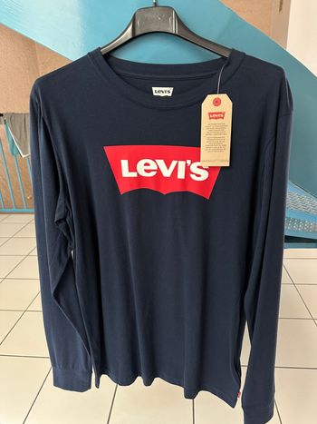 Sweat / T-shirt bleu marine à manches longues LEVI'S taille 16 ans NEUF avec étiquette