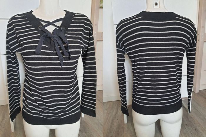 Pull marinière col V Promod taille 36 - photo numéro 2