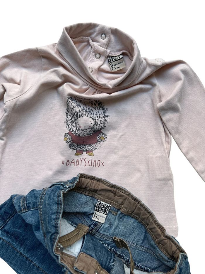 Ensemble jupe jeans et tee shirt col roulé - photo numéro 2