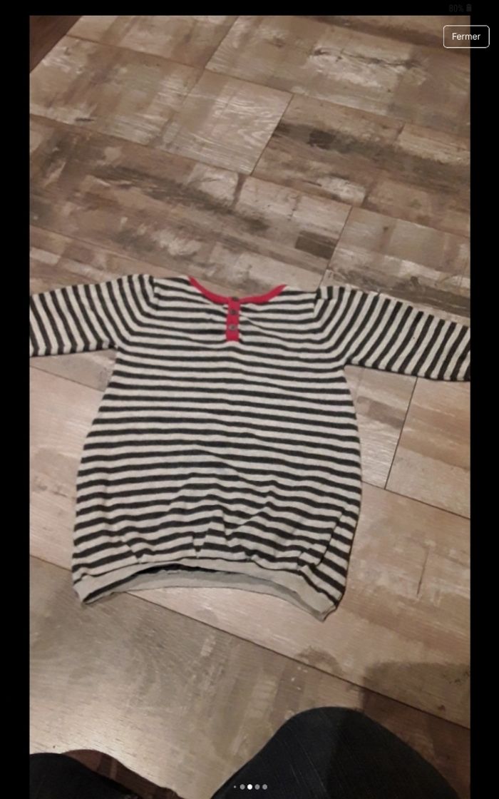 Pull a rayure avec noeud rouge - photo numéro 5