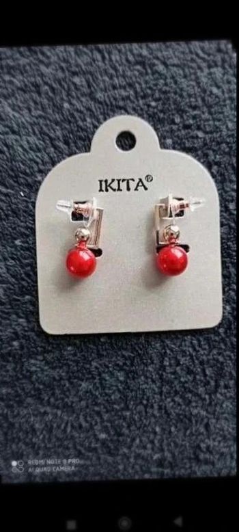 Boucles d'Oreilles  Ikita  Fantaisie : Perles  Rouges  Tendance pour  Femme