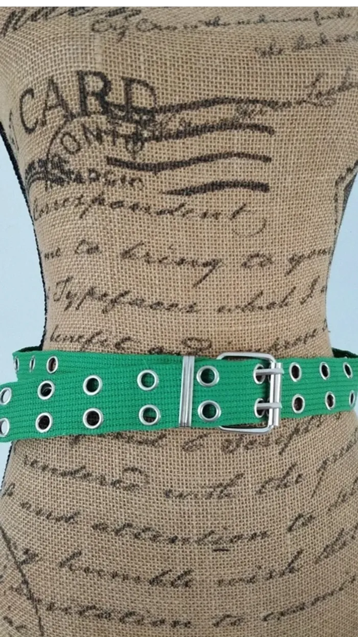 superbe Ceinture verte rond argenté 90 cm femme - photo numéro 3
