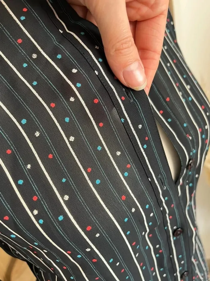 Chemise rayée noire vintage japonais - photo numéro 3