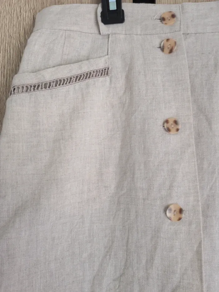 Jupe longue beige boutonnée lin Taille 38 - photo numéro 2