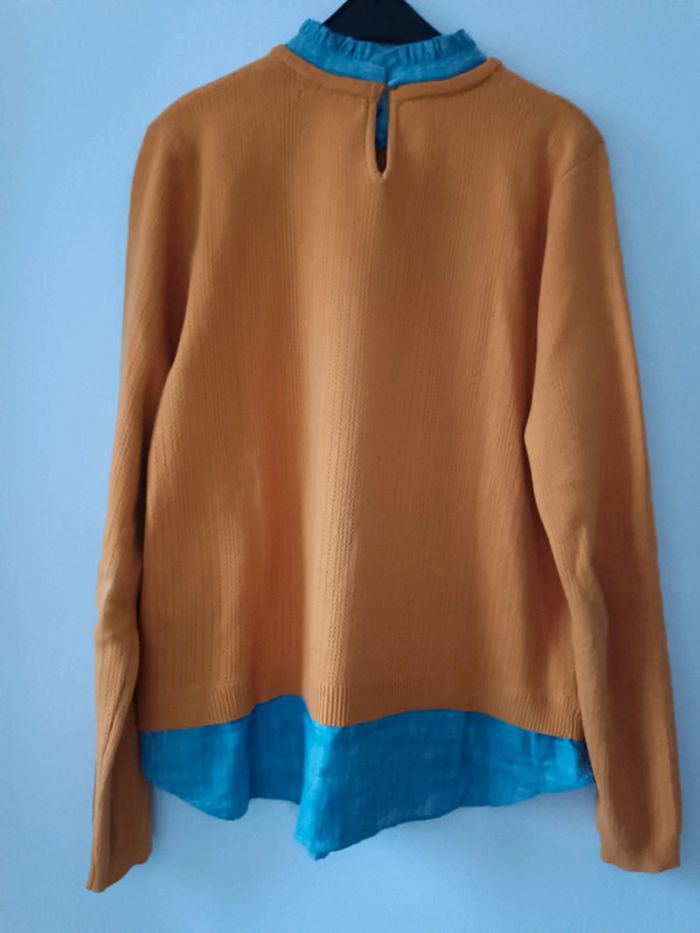 Magnifique pull chemise ocre avec strass - taille M - Neuf - photo numéro 5
