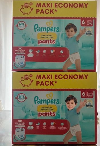2 cartons de couches pampers premium pants taille 6