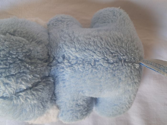 Peluche lapin bleu et blanc grelot marque nounours Hauteur 27 cm ancien vintage - photo numéro 7