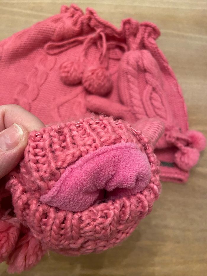 Lot snood/cape et moufles assorties Okaïdi fuschia taille 4/6 ans - photo numéro 6