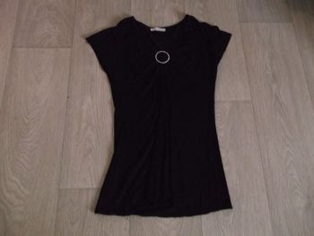 Tunique TOUT SIMPLEMENT noire fluide décos strass taille 38/40 TBE