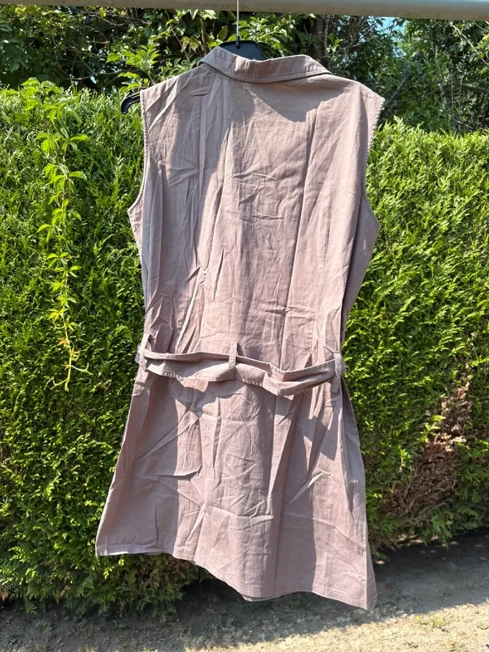 Robe gris maronné col chemise avec ceinture assortie – Marque non précisée - photo numéro 2