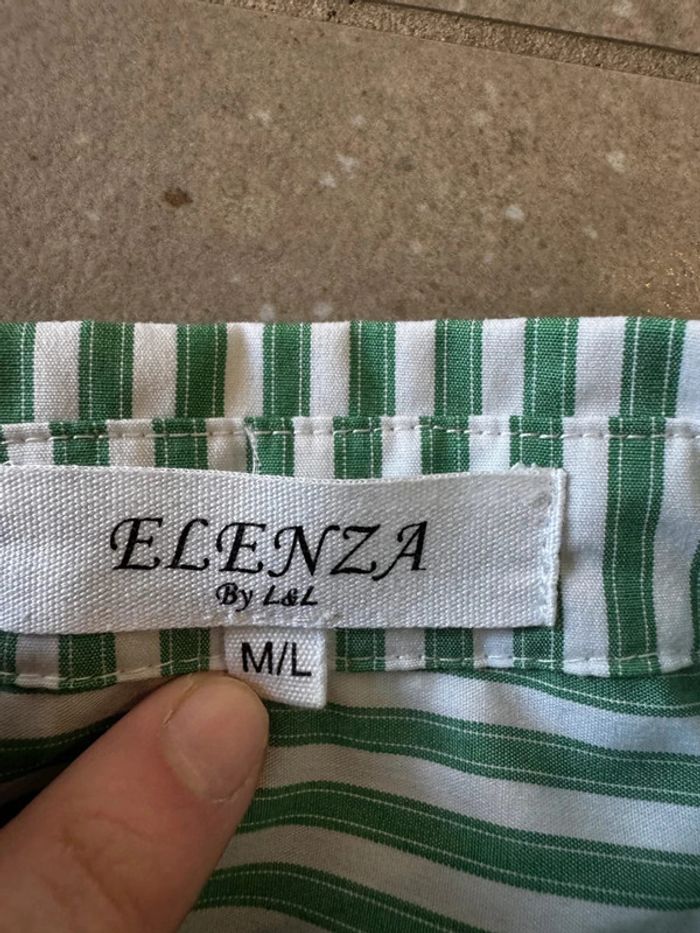 Chemise verte et blanche Elenza ample, taille L/XL pour femme - photo numéro 2