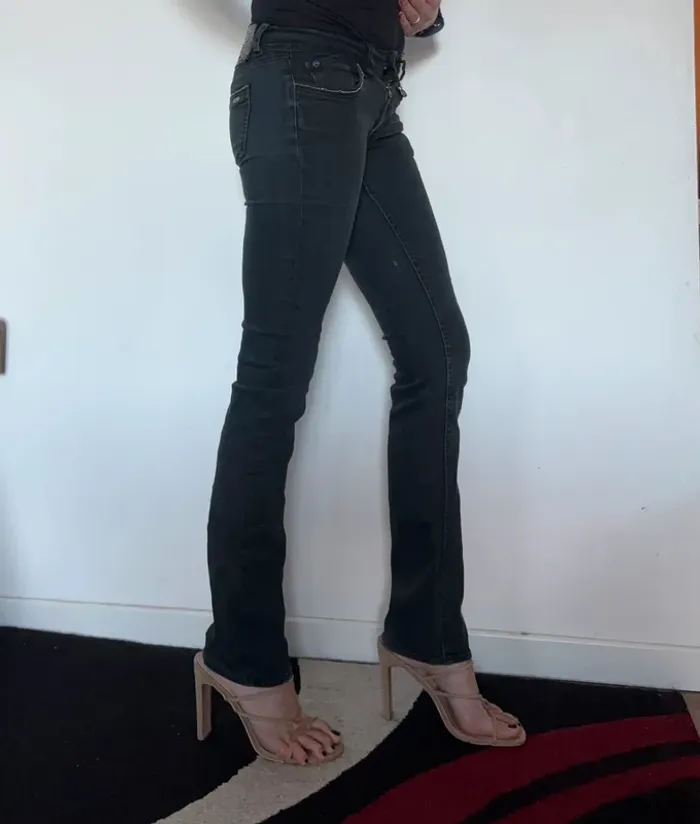 💕 Jean slim noir effet délavé taille 25 (34-36) #LTC #letempsdescerises