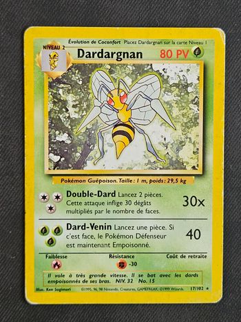 Carte Pokemon Dardargnan Set de base 17/102