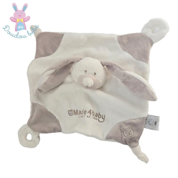 Doudou plat Lapin blanc beige "by Made 4 baby" VACO