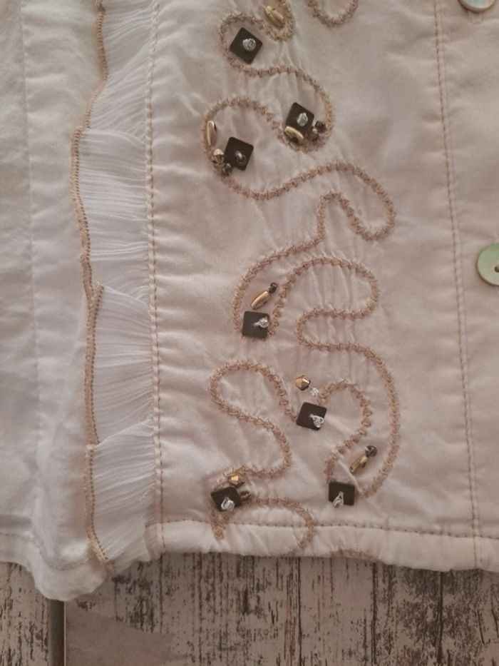 Chemise perles et froufrou Christine Laure très bon etzt - photo numéro 3