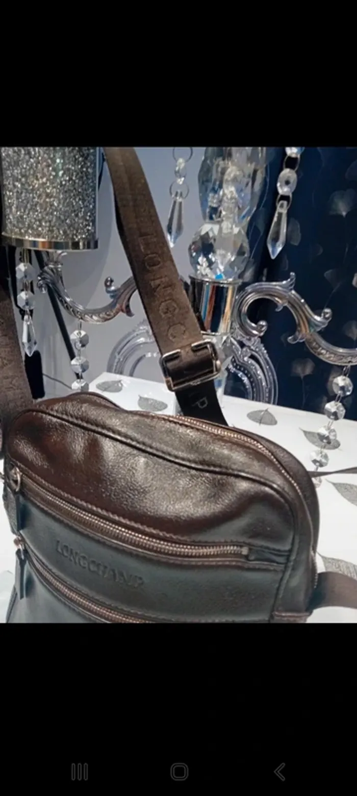 Pochette longchamp homme en cuir marron 25x21x5 - photo numéro 4