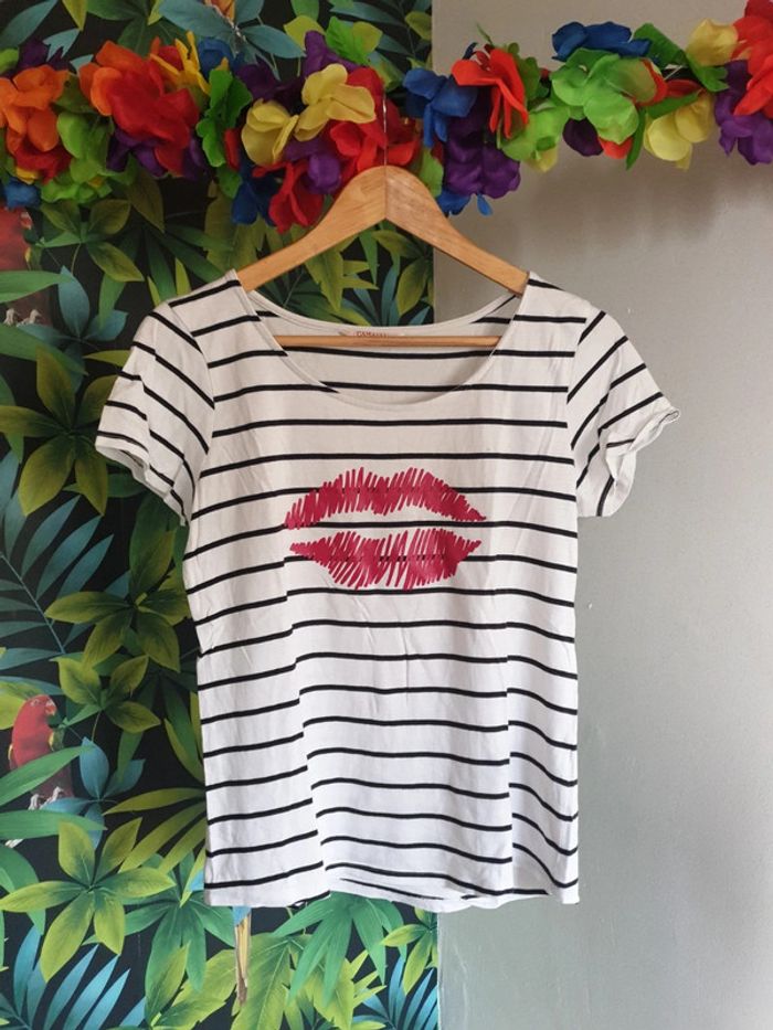Tee-shirt bisou marinière