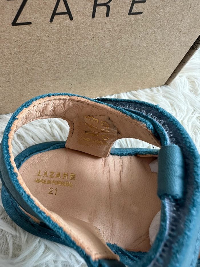 Paire de sandales Lazare taille 21 coloris bleu vert - photo numéro 4