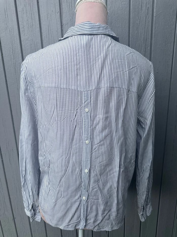 Chemise manches longues légère rayé grise blanche été Bershka 38/M - photo numéro 4
