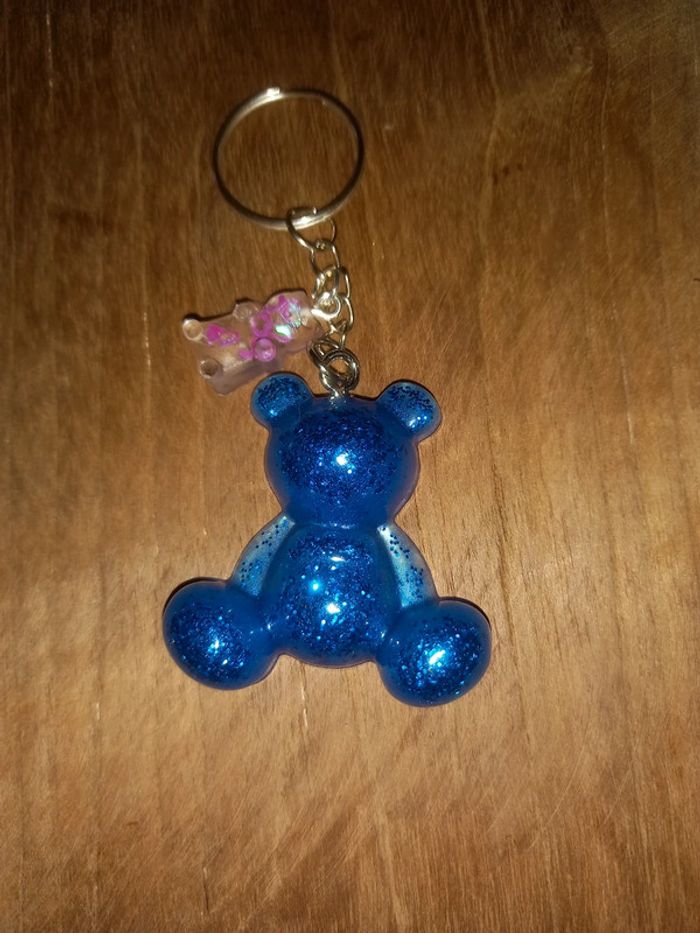 Porte clé ours et ourson résine epoxy