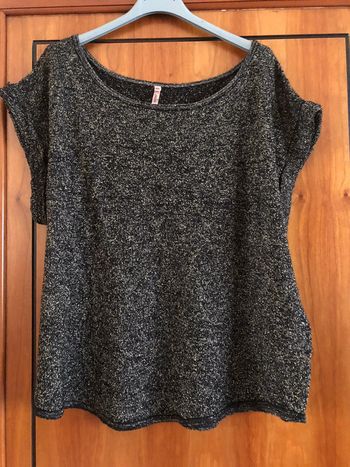 T-shirt noir scintillant doré taille unique