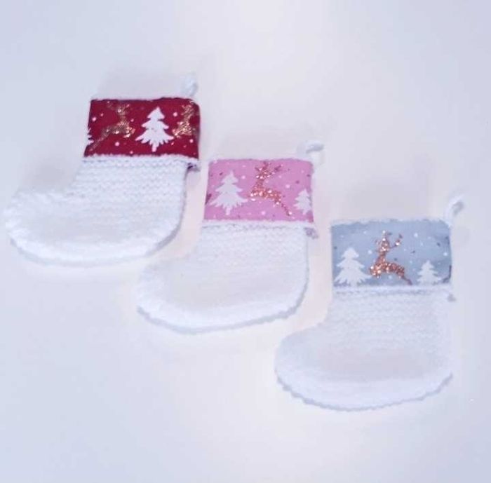 Décoration botte chaussette de noël au tricot (20 cm) cadeau noël enfant bébé premier noël personnalisable prénom - photo numéro 4