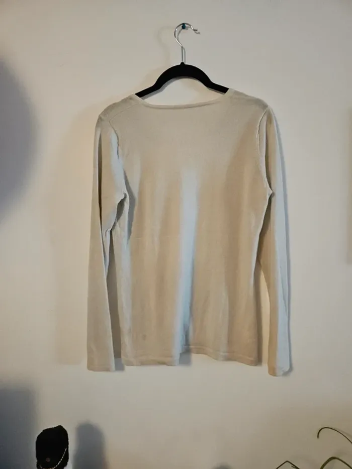 Pull fin blanc cassé col rond T.38 - photo numéro 7
