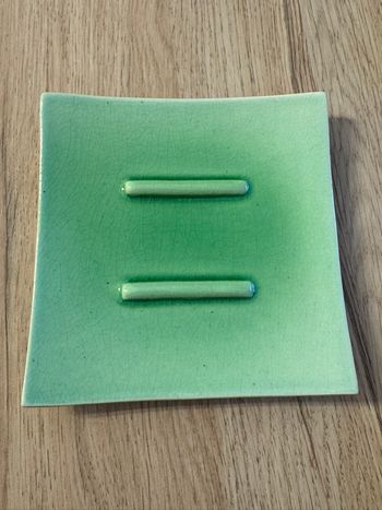 Porte savon carré vert  vintage Savon Gemme Vallauris