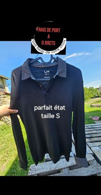 Polo manches longues noir homme