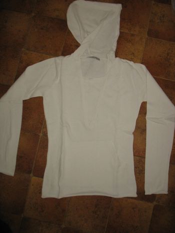 PULL FIN BLANC A CAPUCHE FILLE "KIABI KIDS" - 16 ANS - n°01