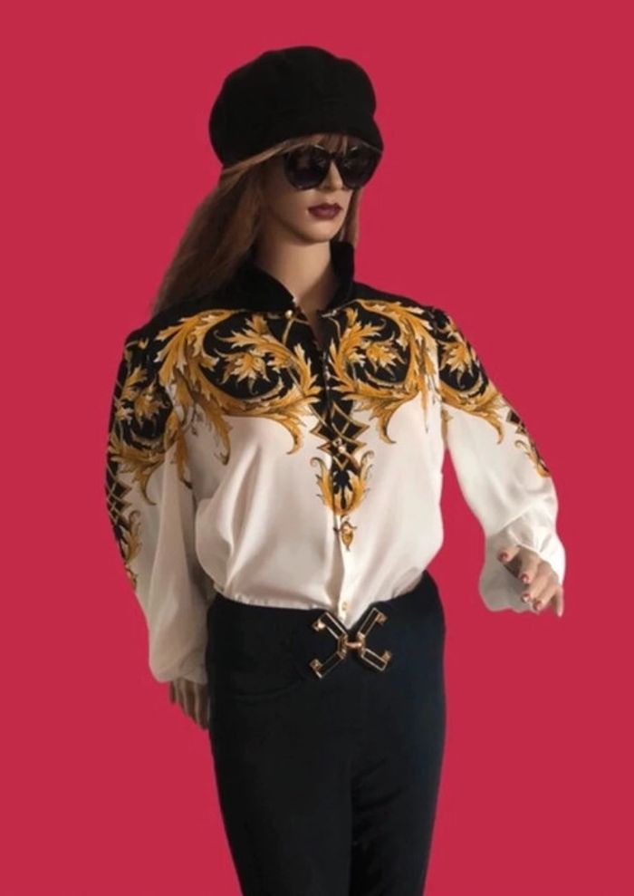 Vintage baroque pattern shirt / Chemise vintage motif baroque Françoise de France - photo numéro 2