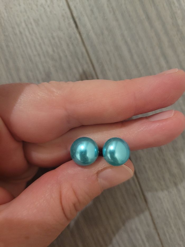 Paire boucles- d'oreilles fantaisie Turquoise🎀 - photo numéro 2