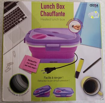 Lunch Box Chauffante Rétractable Silicone étanche avec couvert 3en1 Complet