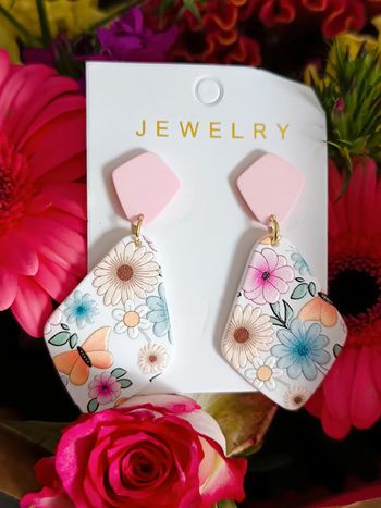 Boucles d'oreilles losange fleurs