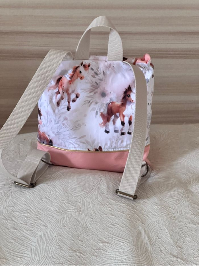 Sac à dos maternelle cheval rose saumon - photo numéro 2