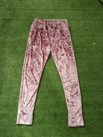 Bas de pyjama rose velours XS pantalon élastique