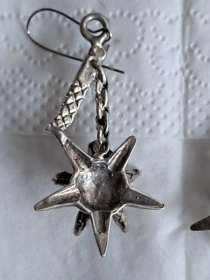 Boucles d'oreilles pendantes vintage masse d arme - photo numéro 3
