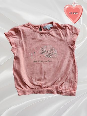 T-shirt rose corail fille 18 mois