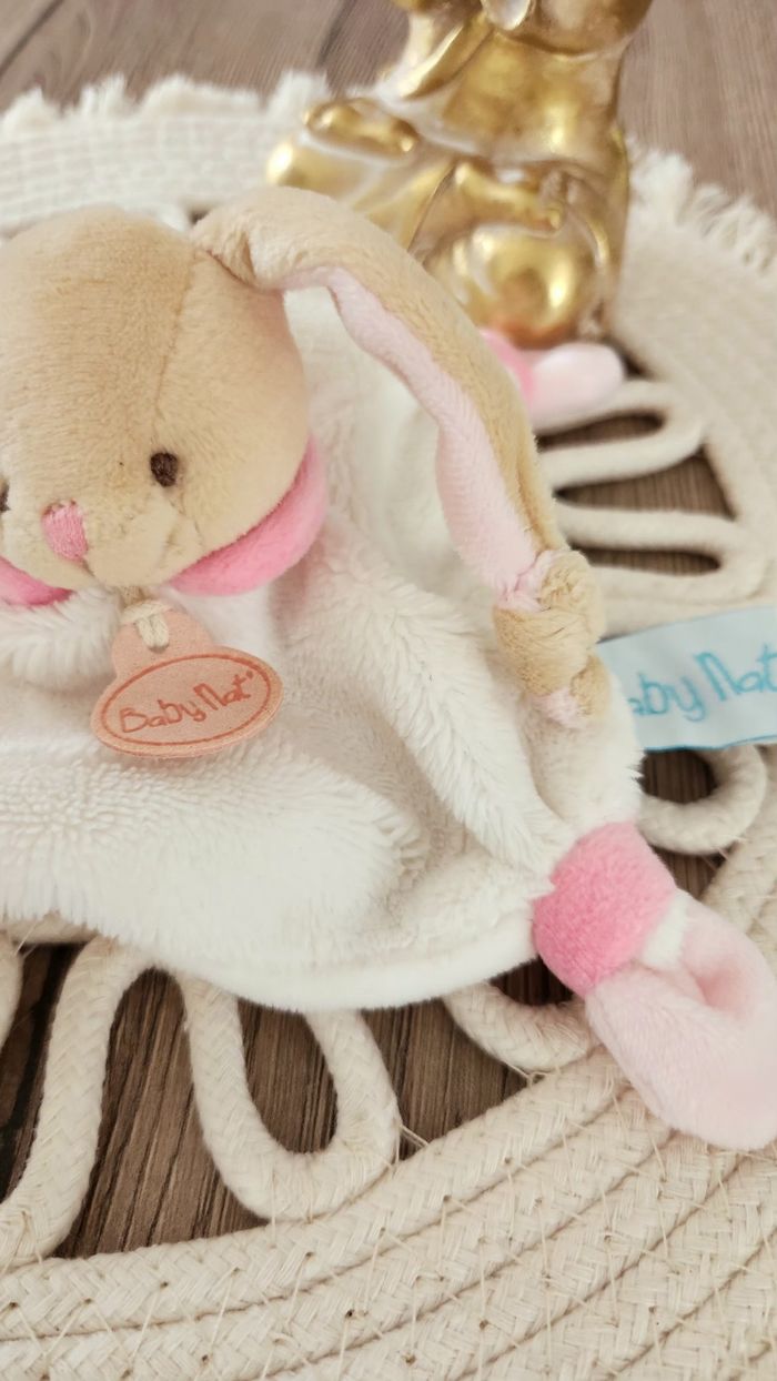 Doudou Lange Lapin Baby Nat Blanc Rose - photo numéro 2
