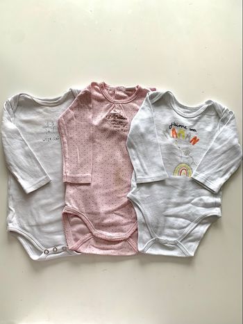 3 bodies manches longues 12 mois