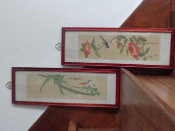 7/ Lot de 2 cadres "Fleurs et oiseaux" 14X40cm made in china