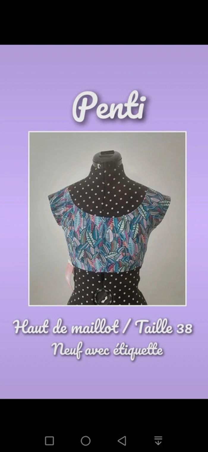 Haut de maillot de bain / croc top bleu / turquoise Taille 38