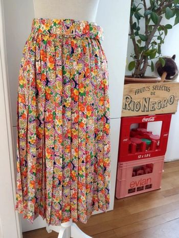 Jupe vintage multicolore midi plissée taille petit convenir à plusieurs tailles