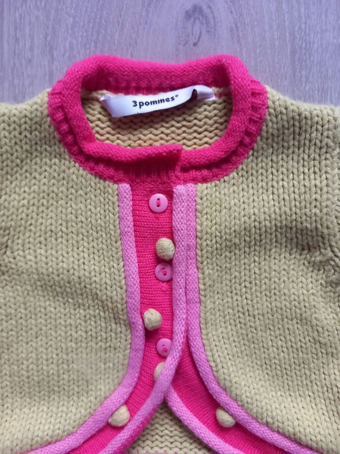 Veste verte et rose 6M 3 Pommes - photo numéro 2
