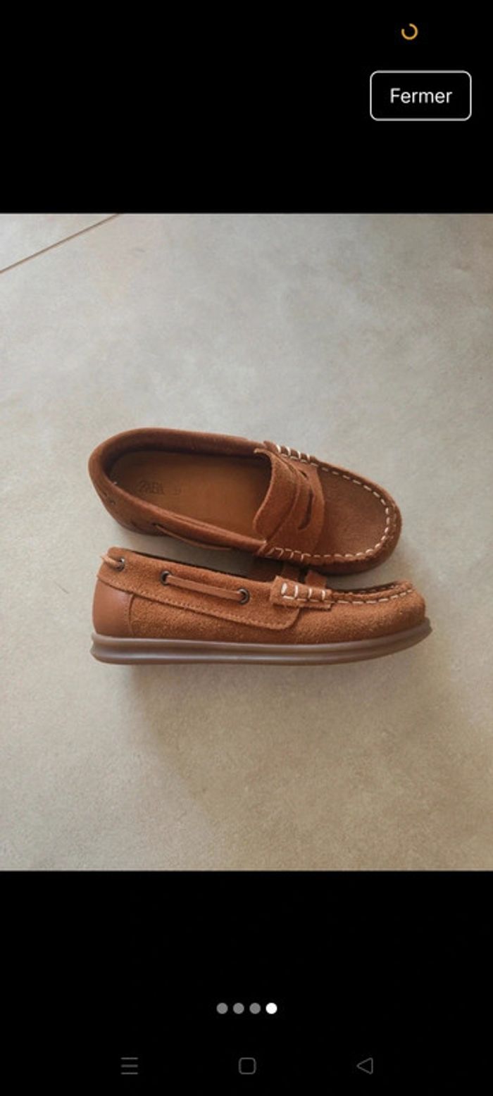 Mocassins bateaux pour enfant Zara daim marron camel 27 - photo numéro 4