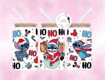 Stitch père noel - Gobelet en verre