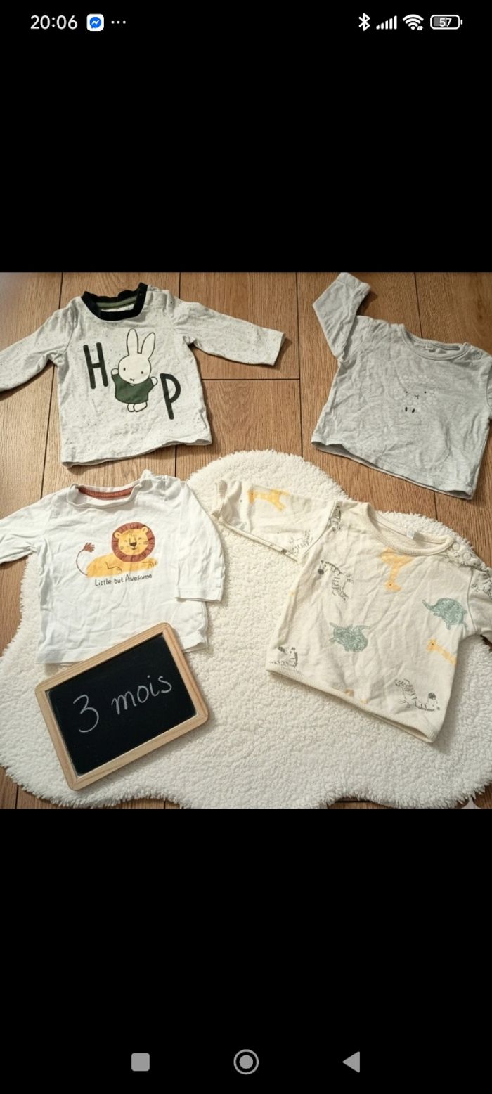 Lot T-shirts manches longues 3 mois