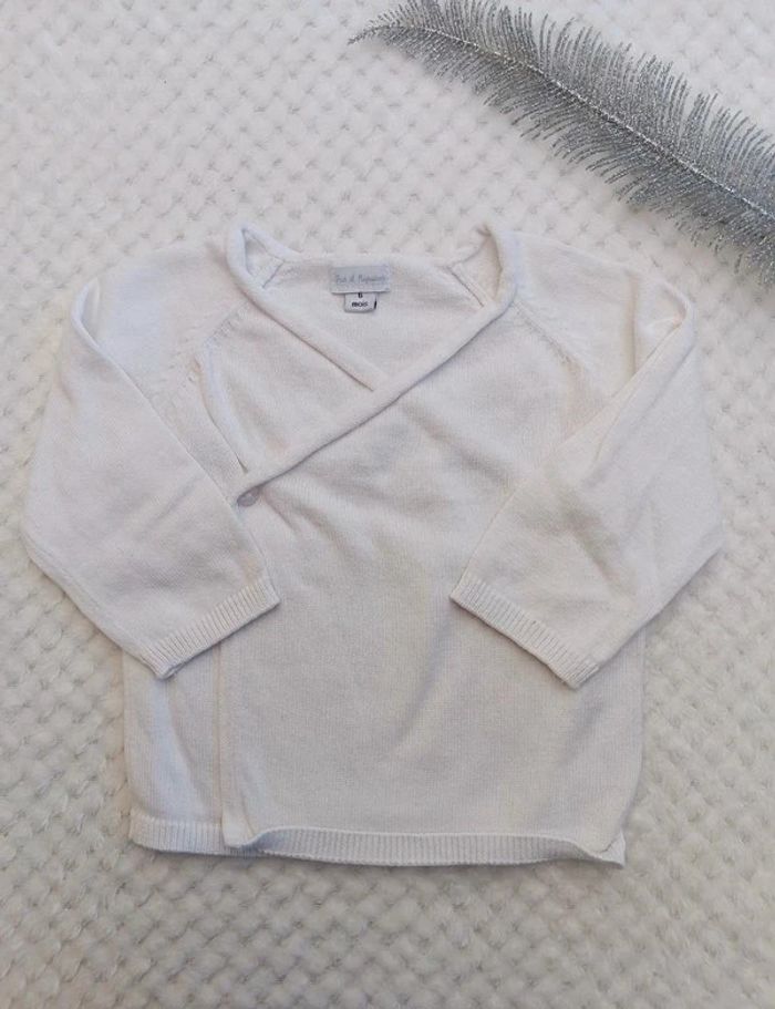 🔸Gilet Croisé Kimono Blanc Pat & Ripaton – 6 mois🔸