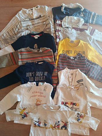 Lot teeshirt manches longues 18 mois